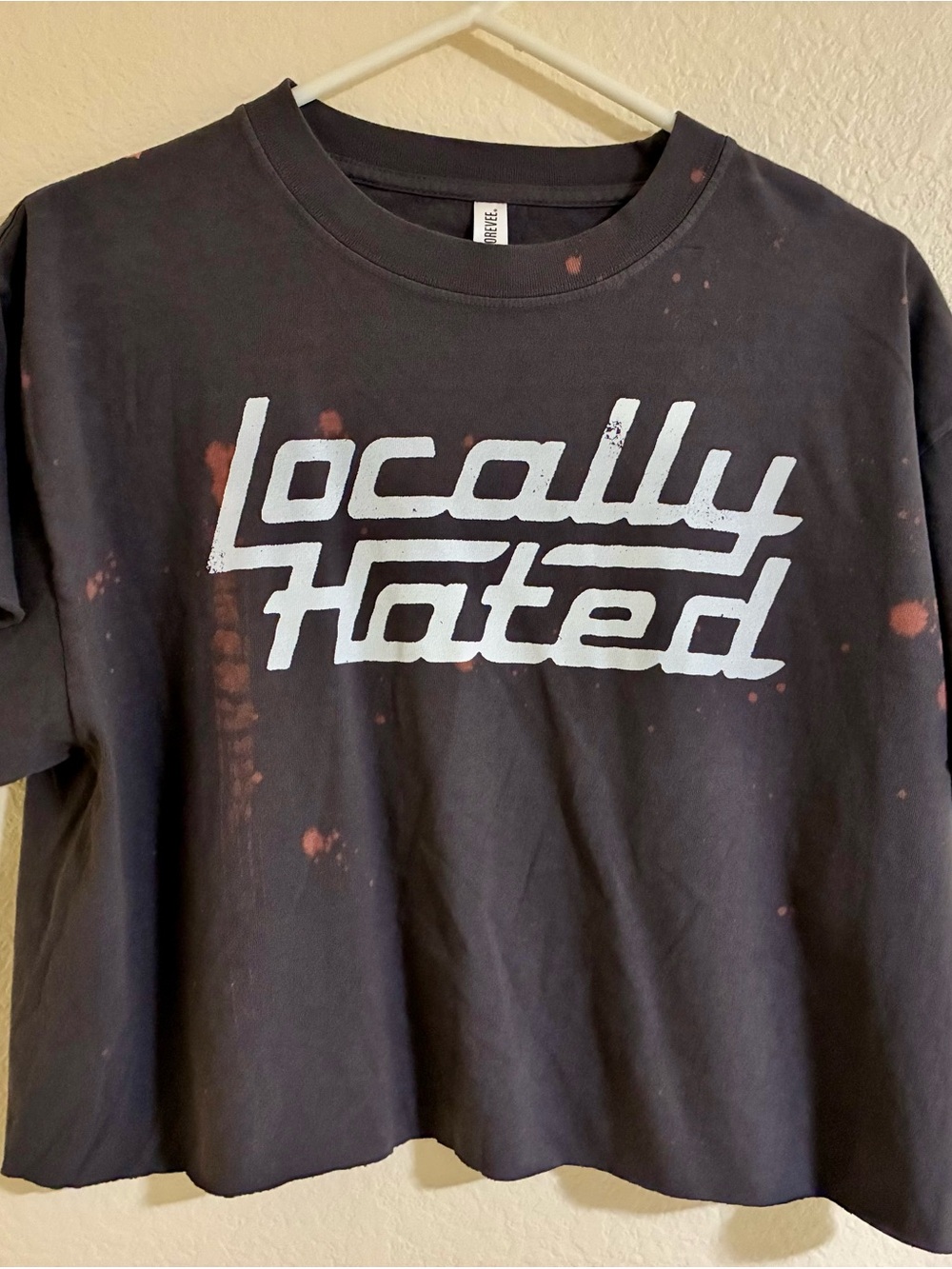 Locally Hated Destructed Crop Top Graphic Tee